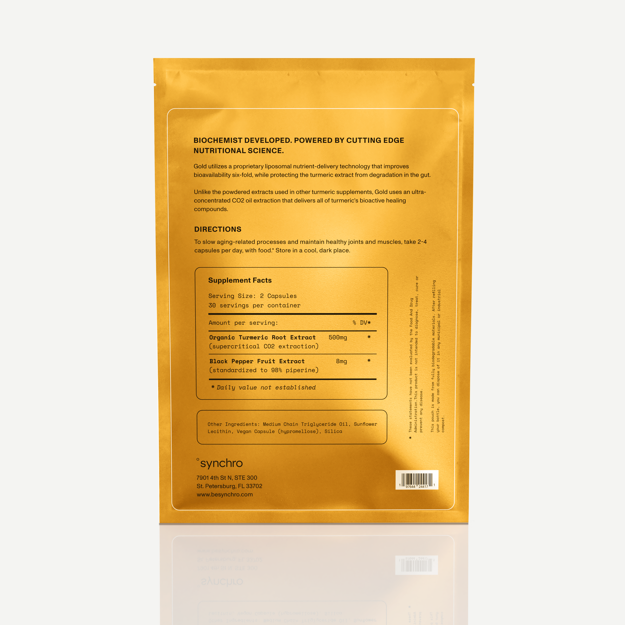 Gold | Medical Grade Liposomal Turmeric (Biodegradable Refill Pouch)